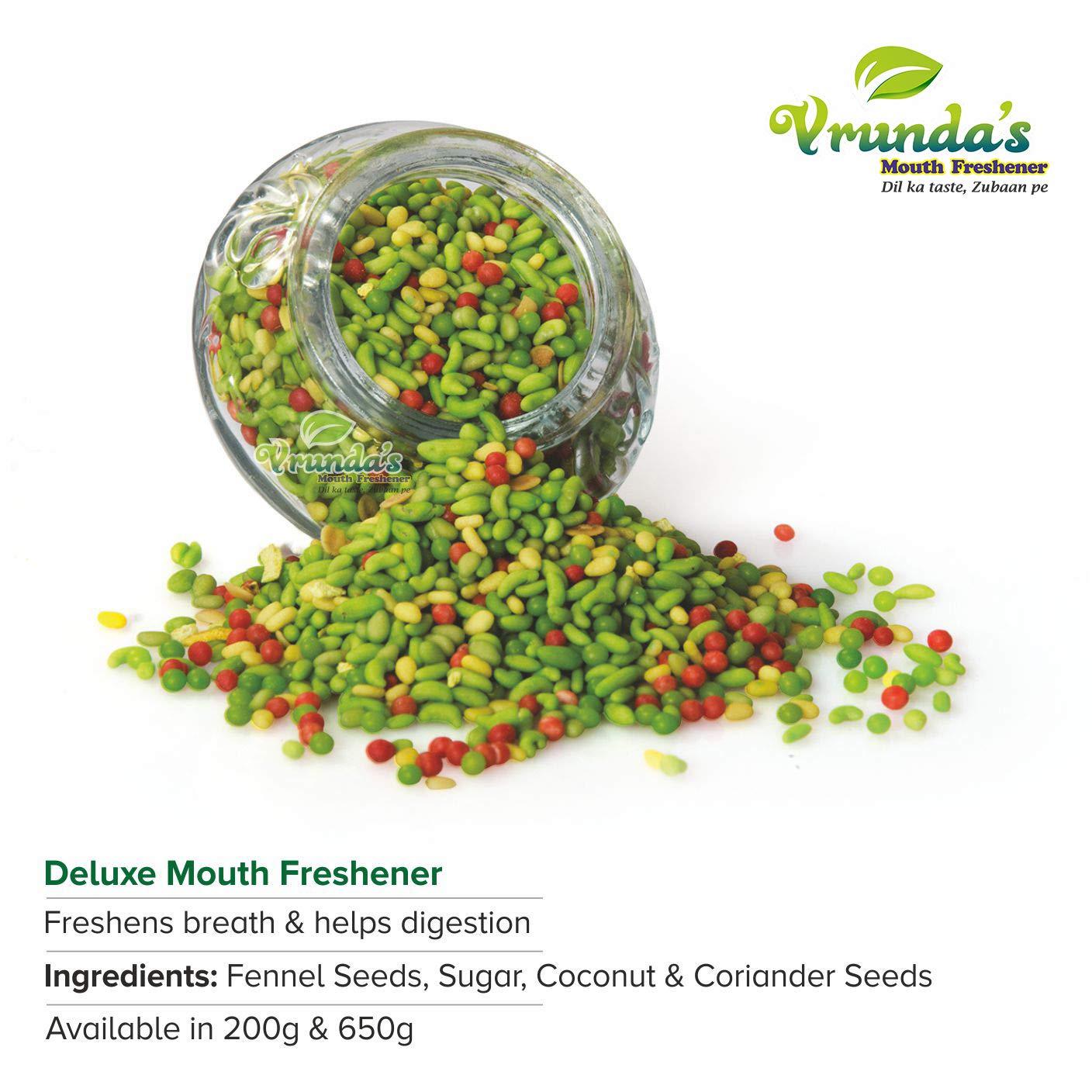 Vrunda's Vrunda's Green Mukhwas / Deluxe Mouth Freshener 650 Gm [Indian Mouthfreshner,Natural Badishep ,Healthy Fennel Seeds,Roasted Saunf,Digestive Aniseed ,Mix variyali, After Meal Mukhwas]