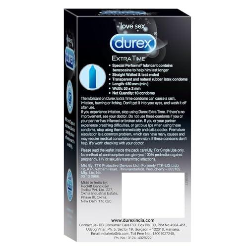 Durex Durex Condoms, Extra Time- 10s (Pack of 10)