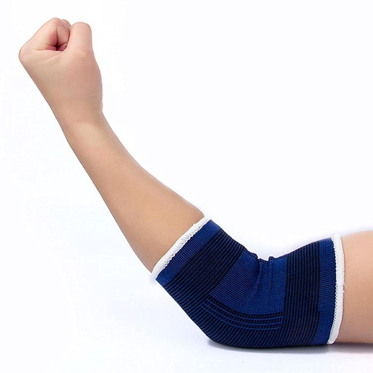 Trendegic Trendegic Elastic Pain Relief Elbow Hand Mussels Support Guard Brace Gym for Men Women (Blue, 1 pair)
