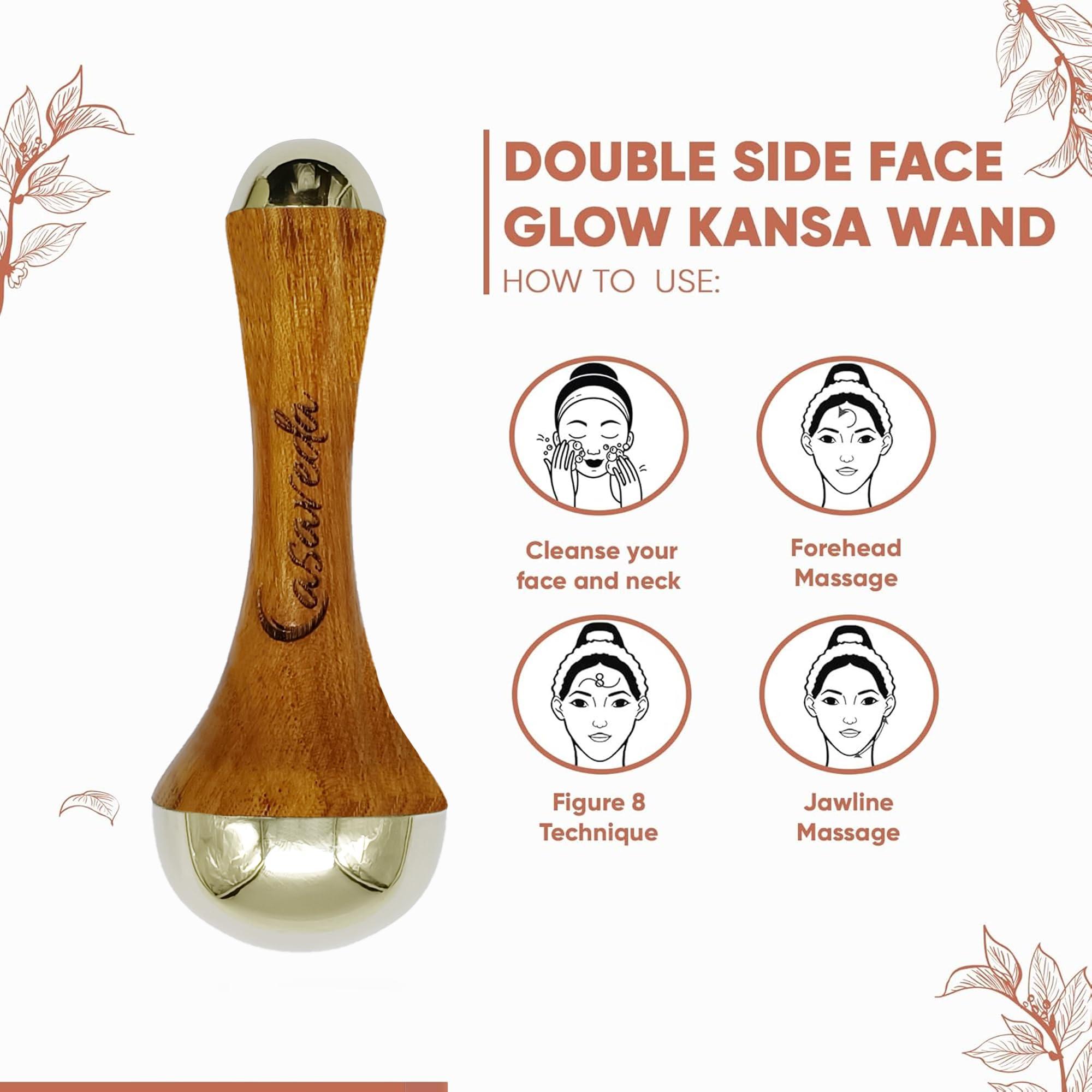 Casaveda Casaveda Double Side Kansa Wand Both Side Bronze Cap Ayurveda Face Yoga Beauty Tool Facial, Neck & Under-eye Massage Toning, Sculpting and Uplifting (Double Dome)