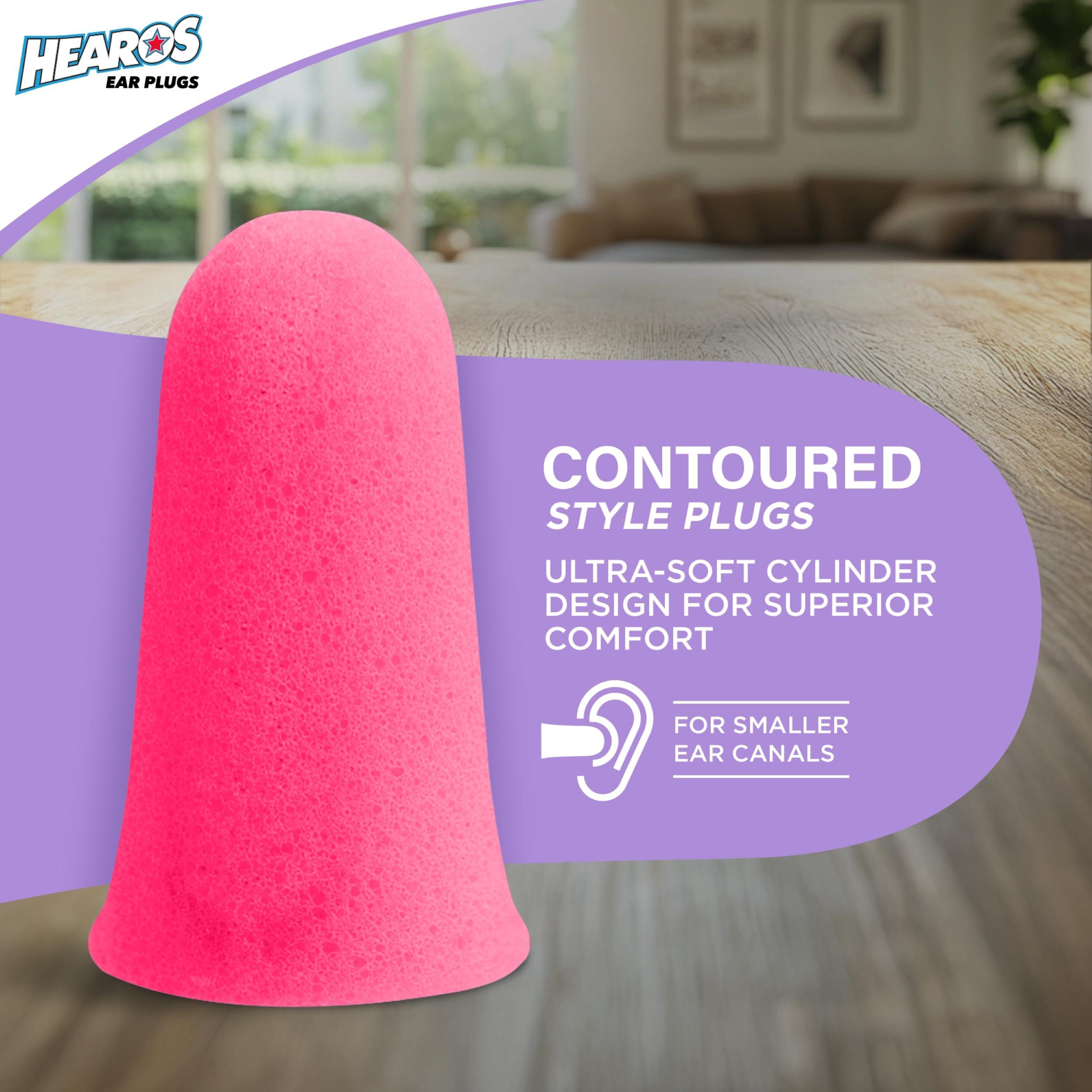 HEAROS Hearos Sleep Pretty Tonight Ear Plugs, Foam NRR 32, 2 Pair, Pink (5815)