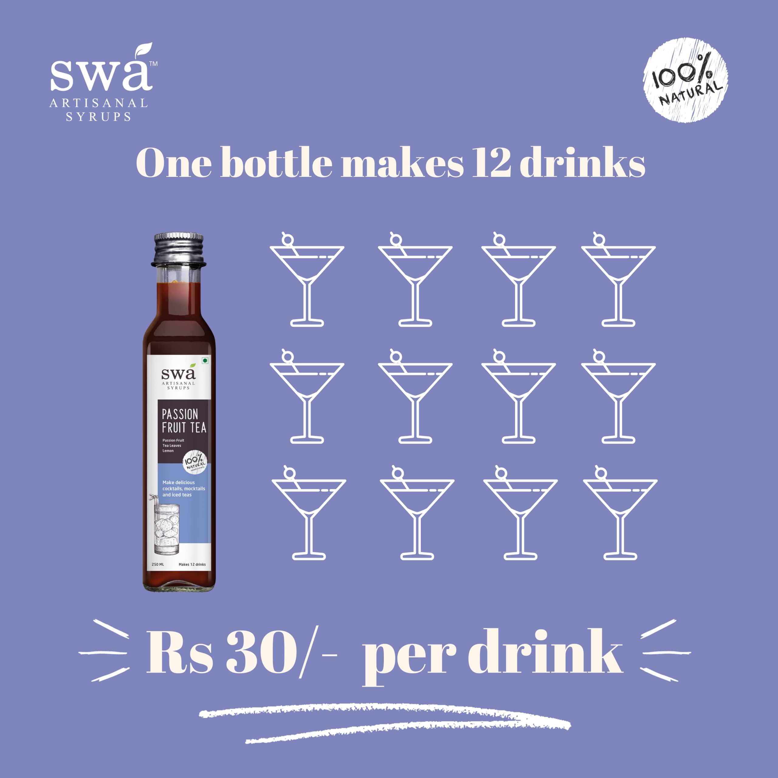Swa Artisanal Syrups Swa Artisanal Syrups - Whisky Cocktail Mixer Combo, 100% Natural, Makes 24-30 Drinks - Pack of 2 Syrups (250ml x 2)