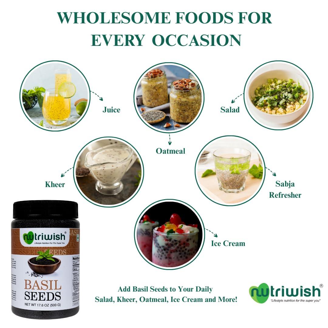 Nutriwish Nutriwish Basil Seeds. 500 g | Sabja Seed | Tulsi Beej | Tukmariya