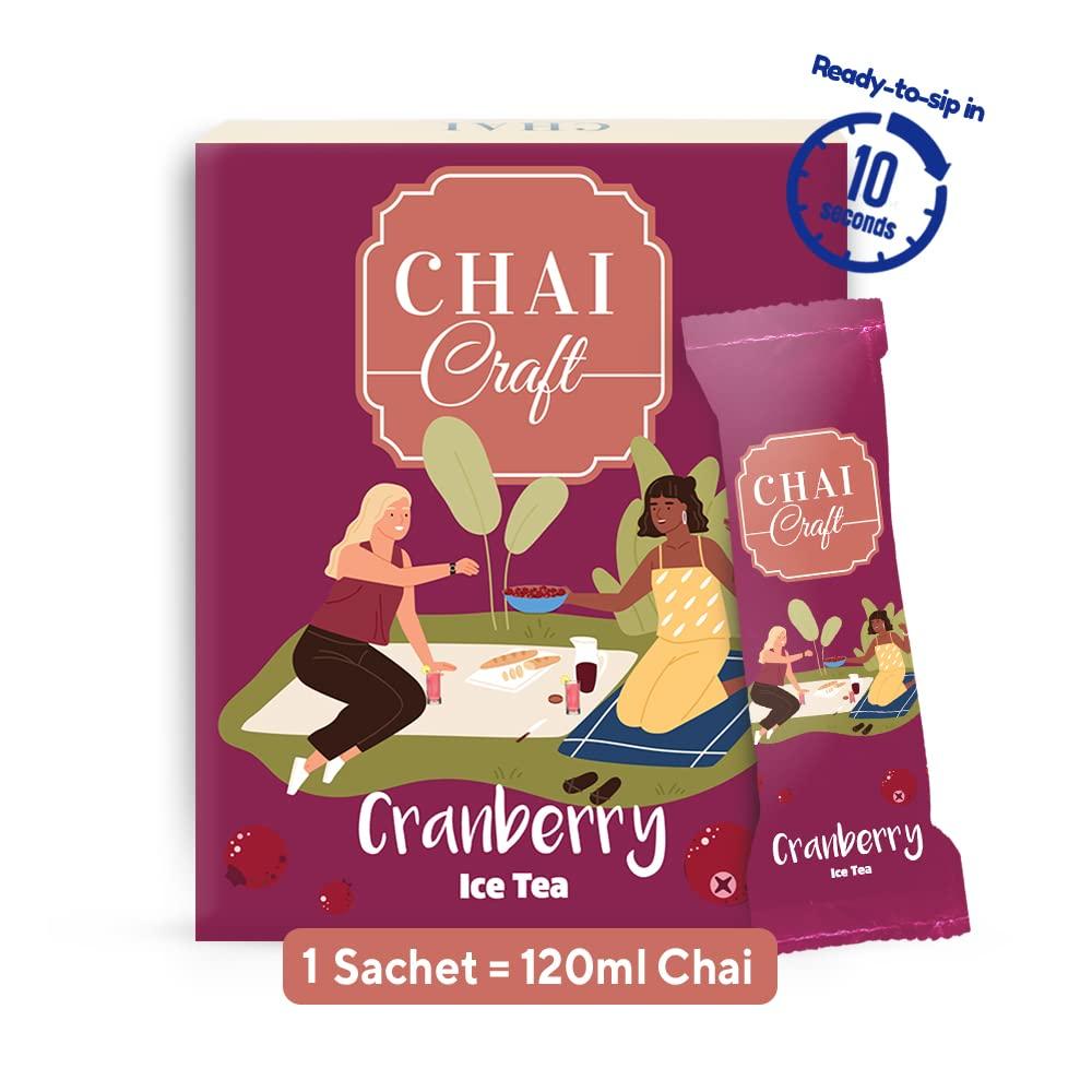 Chai Craft Chai Craft Instant Cranberry Ice Tea (10 sachets)- Instant Iced Tea Berry-licious Cranberry Flavour Premix I Ready to drink in 30 secs I Perfect Ice Tea for summer