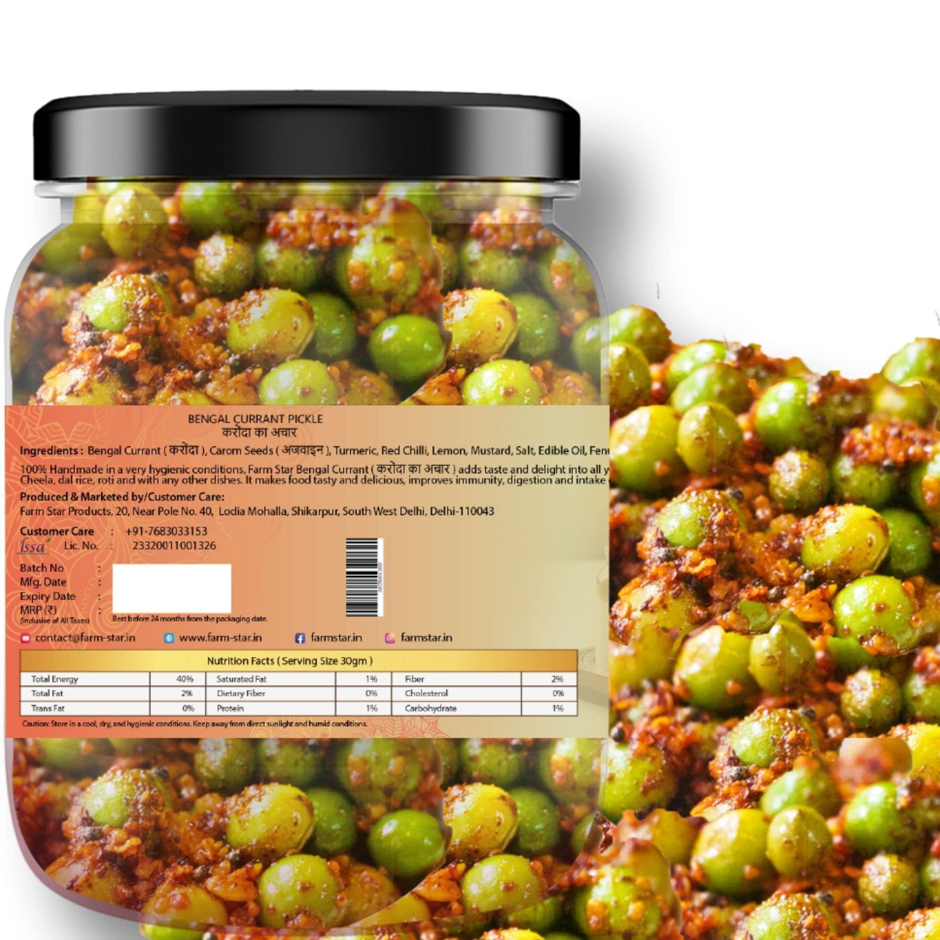 Farm Star Farm Star Karonda Ka Achar (Bengal Currant Pickle) 500Gm + 350Gm-Jaggery Cubes Free///