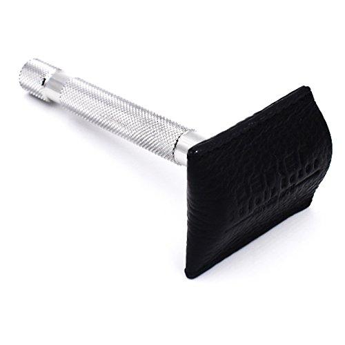 Parker Safety Razor Parker's Genuine Leather Double Edge Safety Razor Protective Sheath/Travel Cover - Fits All Standard Safety Razors - Color: Black