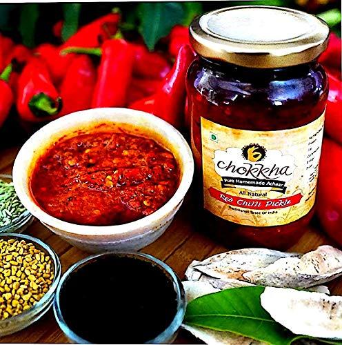 Chokkha Chookha Traditional Homemeade Hing Mango & Red Chilli Pickle (Hing Aam Lala Mirchi) | No colour Added | Vegan | 100% Oil-Free | Combo of 2 | 200 Gm Each