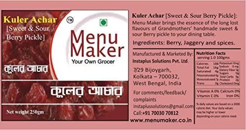 Menu Maker Menu Maker Select Premium Kuler Achar [Sweet & Sour Berry Pickle] and Jalpai Achar [Olive Pickle] Combo Pack, 250g Each