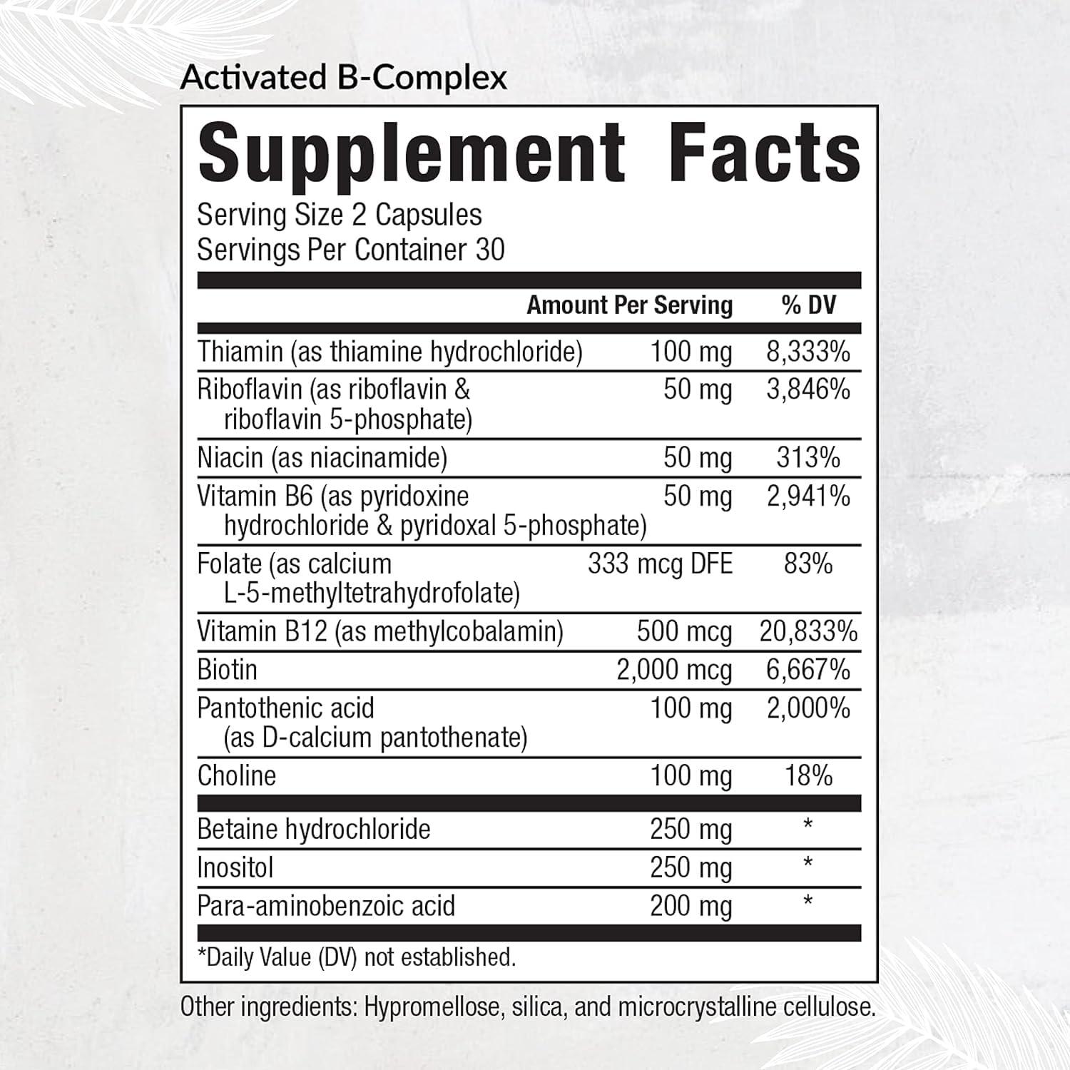 DESOFICON Equilife - Activated B-Complex, Super B-Complex Dietary Supplement, Mood & Energy Support, Formulated for Increased Absorption, Promotes Hair, Skin, & Nail Health, Non-GMO, Vegan (60 Veggie Caps)