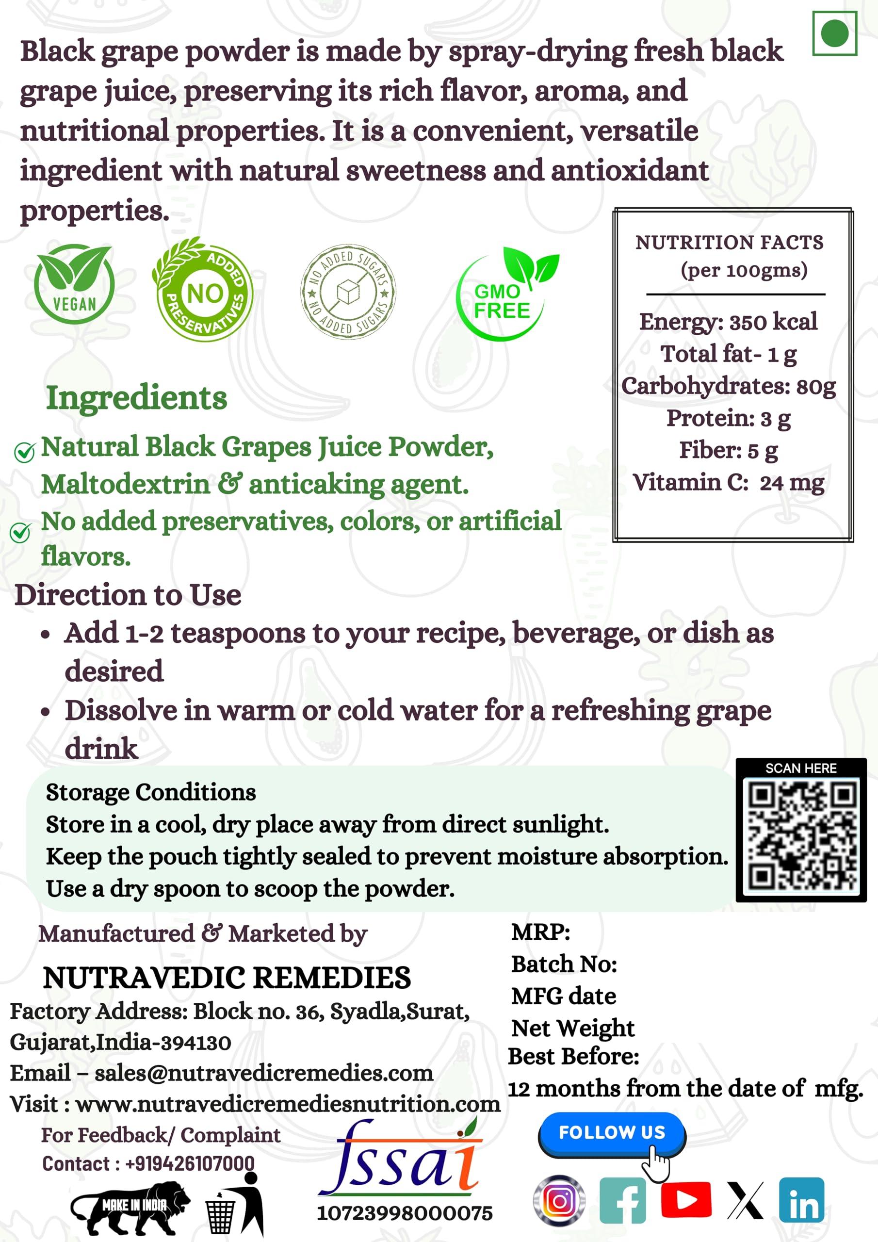 NavaFresh Basics Black Grape Juice Powder (200 grams)