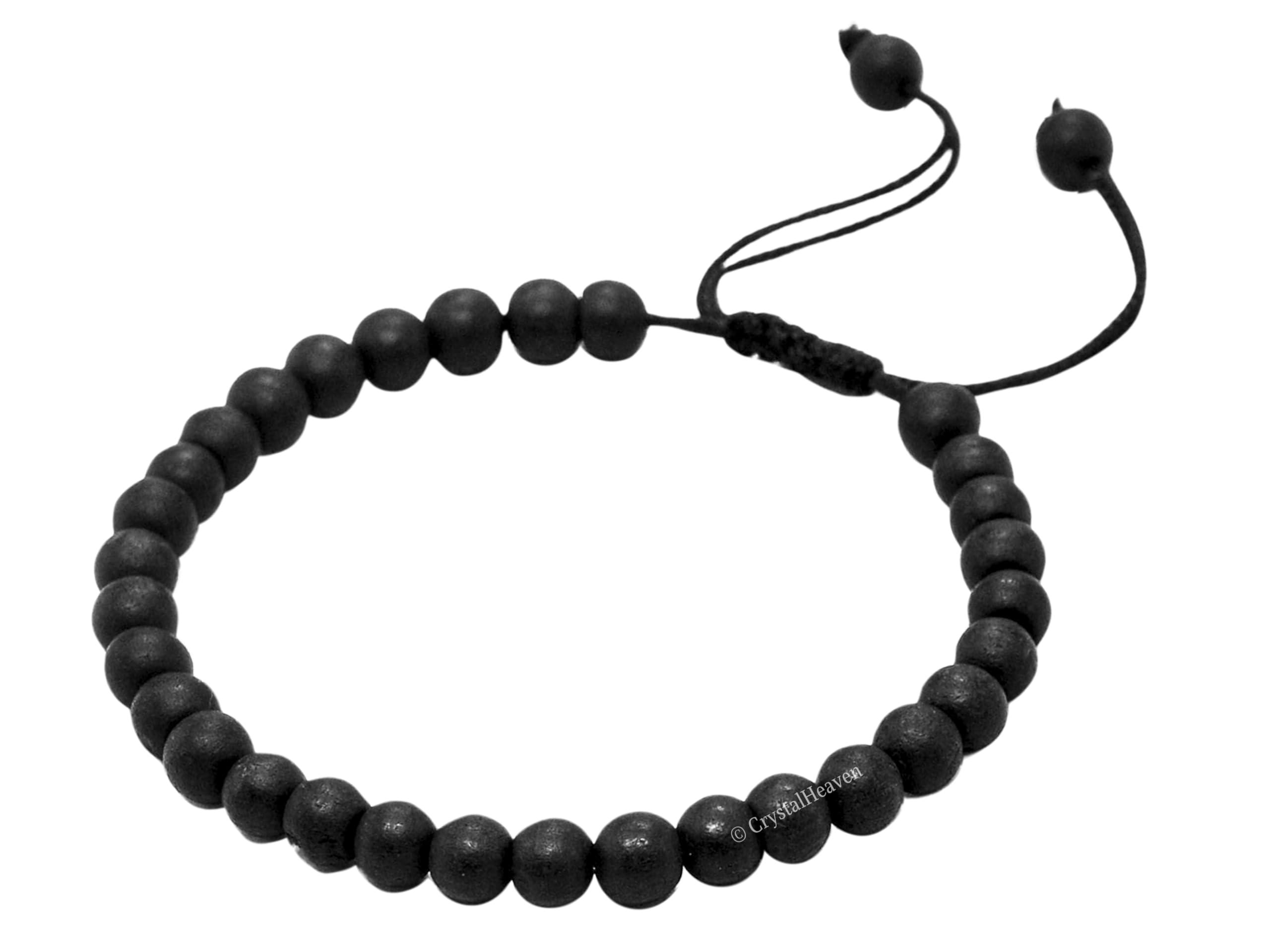 Crystal Heaven Certified Karungali Bracelet Original for Men Women - Black Ebony Wood Bracelet - Original and Natural Karukali Malai for Men Women Pooja Supplies (6mm Beads, Adjustable)