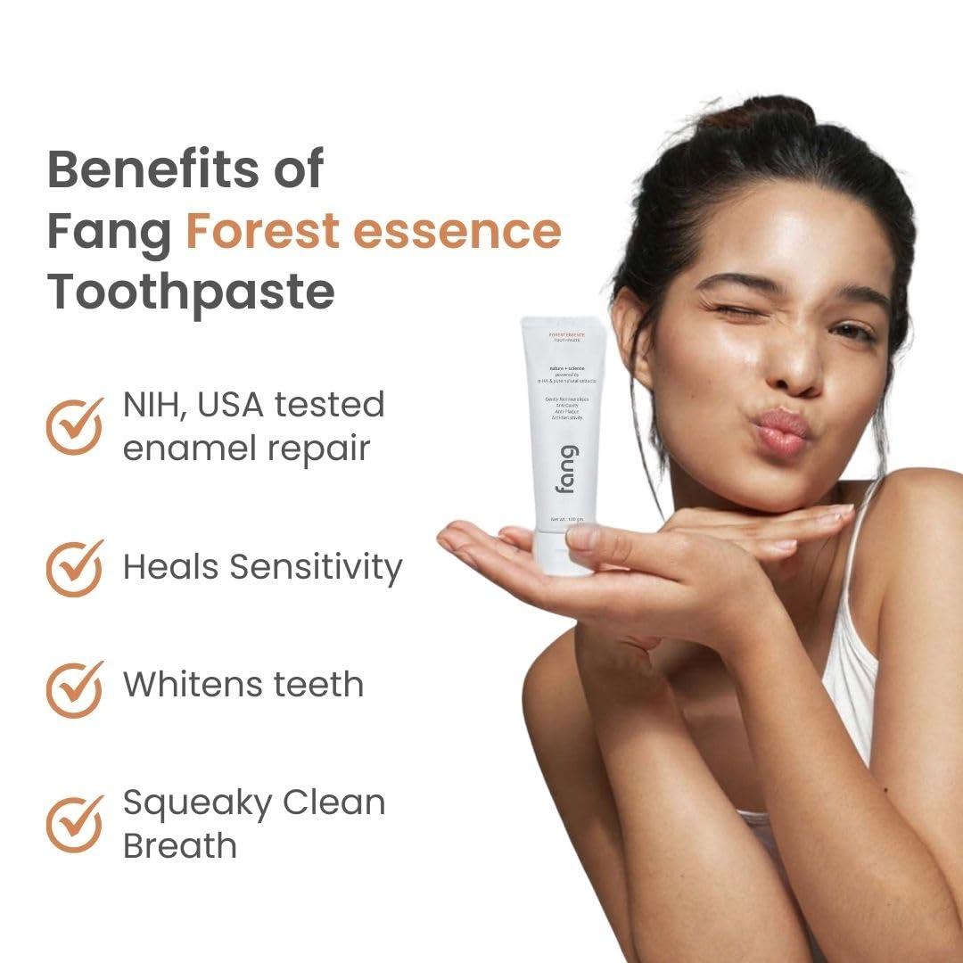 Fang Fang Forest Essence Natural Toothpaste|Fluoride Free Hydroxyapatite|Teeth Whitening|Heals Sensitive Teeth|Fights Cavities,Gum Diseases & Bad Breath|SLS & Chemical Free|Organic, Vegan (Forest Essence, 1)