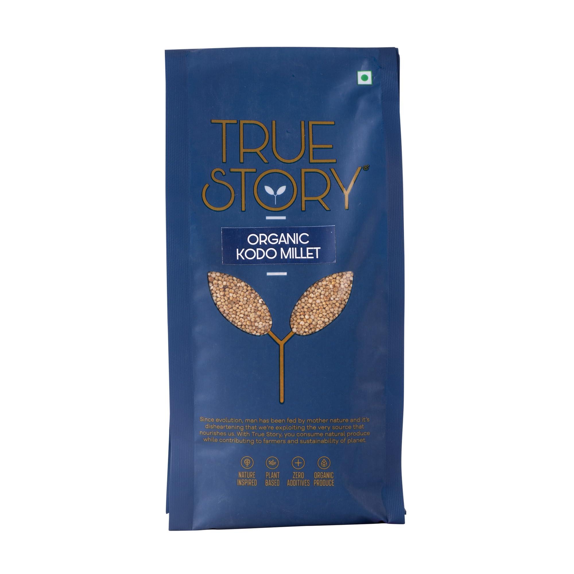 TRUE STORY True Story Organic Kodo Millet | 500g | Unpolished Kodri, Kodra | Pure, Chemical-Free Arikelu, Arikalu | Non-GMO Varagu | Pesticide-Free Kodon, Harka | 100% Certified Organic Koovaragu