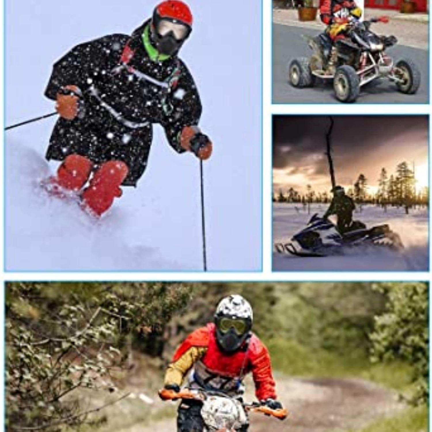 Fariox FARIOX Motocross Bike Riding Goggles Glasses with Face mask Dust Mask with Detachable Motorcycle Oculos Gafas and Mouth Filter for Open Face Vintage Helmets (Yellow)