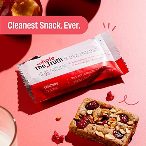 The Whole Truth The Whole Truth - Protein Bars | Assorted Pack of 6 x 52g (3 Double Cocoa + 3 Cranberry) | No Added Sugar | No Preservatives | No Artificial Sweeteners | No Gluten or Soy | All Natural Ingredients