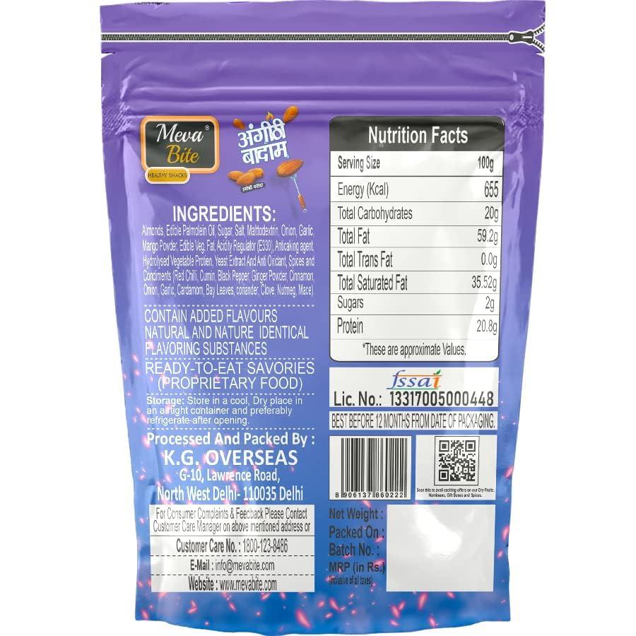 MEVABITE Mevabite Roasted & Smoky Almonds - 200g | Fresh Barbeque Flavored - Crunchy Nuts | High in Fiber & Boost Immunity - (Bbq) Angithi Roasted Dry Fruit - Zero Oil - Party Snacks | Resalable Pouch