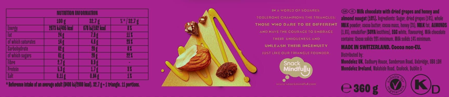 Toblerone Toblerone Milk Chocolate With Fruit & Nut, 360g