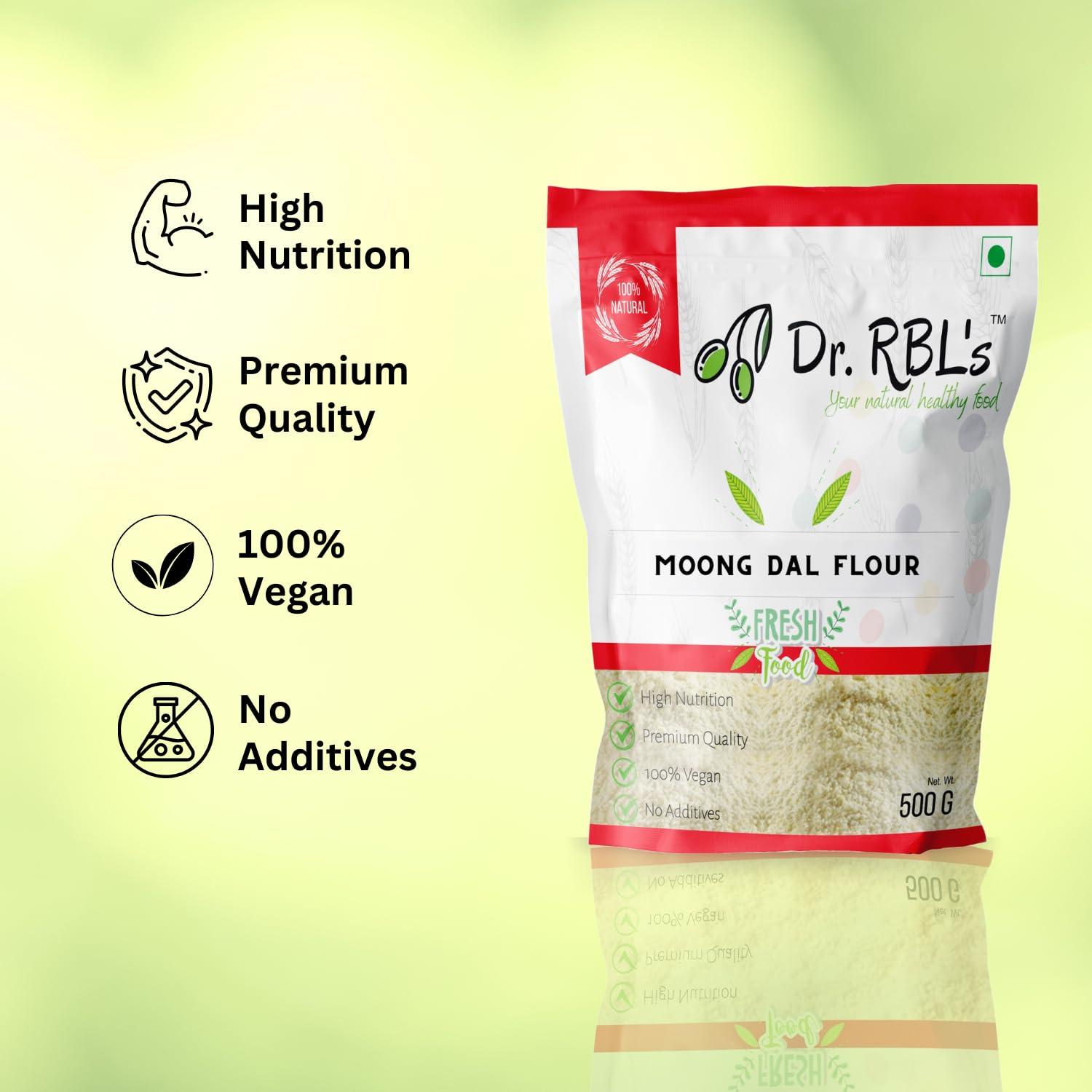 Dr. RBL's Dr. RBL\'s Moong Dal Flour | Moong Dal Atta | Nutritious, High in Fiber and Protein | Ideal for Cooking, Baking, and Gluten-Free | Pack of 6 (3KG)