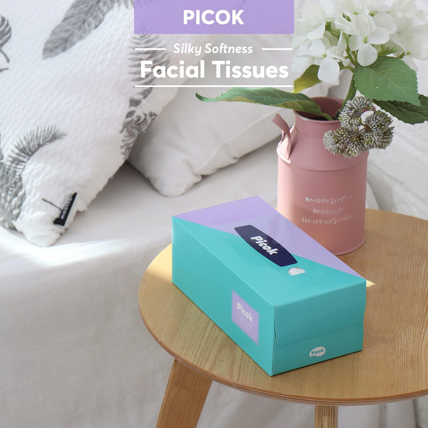 Picok Picok Silky Soft Facial Tissues (150 X 3box), Silky Touch,100% Natural Virgin Pulp, Made in Korea