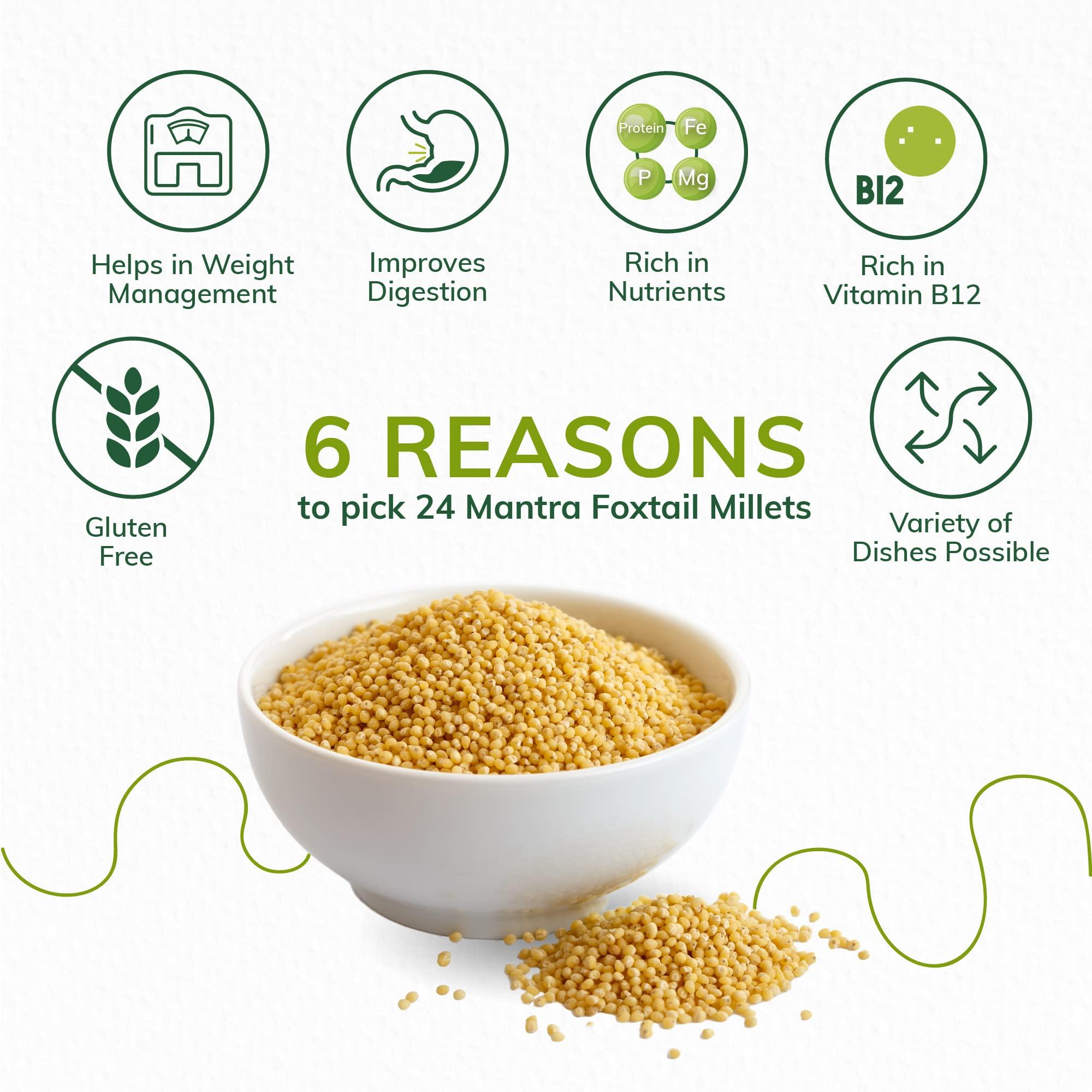 24 Mantra Organic 24 Mantra Organic Unpolished Foxtail Millet, LOW G.I Kangni, Naturally Gluten Free