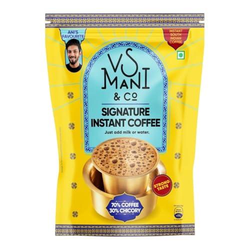 VS MANI & CO. VS Mani & Co Signature Instant Coffee Powder - Pack of 1 (100 gm) Makes 60 Cups - 60% Coffee and 40% Chicory - Strong and Aromatic Signature Instant Coffee, No Added Preservatives | Sugar |Flavours