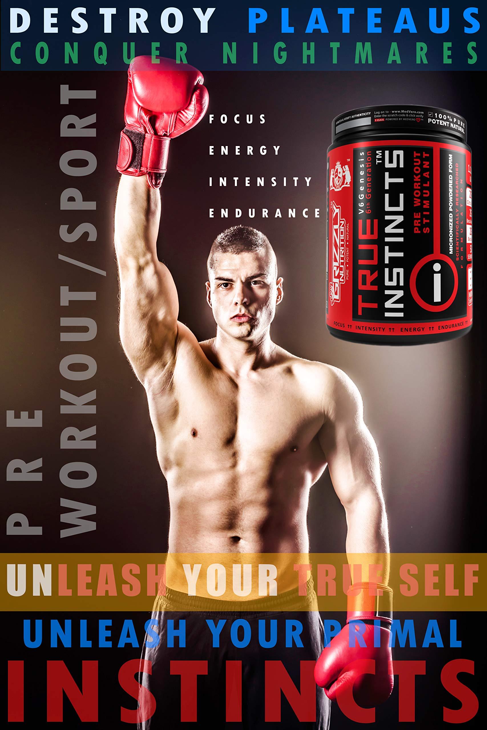 Grizzly Nutrition Grizzly Nutrition True Instincts Pre Workout (300gms Powder, Watermelon Tequila Flavour)- V6 Genesis-/6th generation/ upto 60 Servings, citrulline, beta alanine, theanine +13 performance boosters