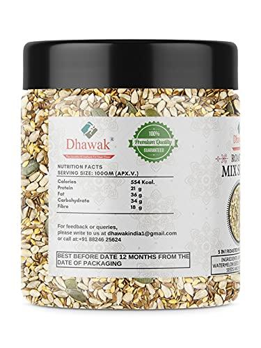 DHAWAK Dhawak Roasted Seeds Mix - 250 Gms. | Roasted and Lightly Salted (Pumpkin Seeds, Sunflower, Sesame, Flax Seeds, Watermelon Seeds), Seeds Mix for Eating |Jar Pack|