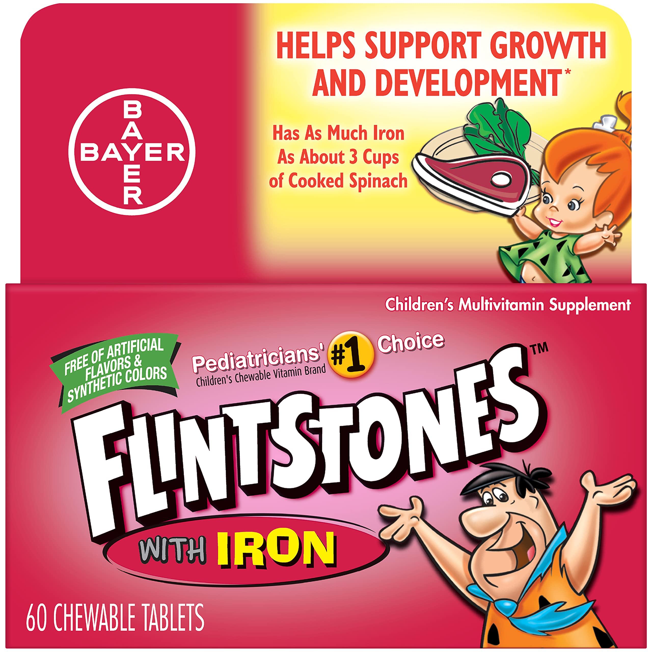 Flintstones Vitamins Flintstones Children's Multivitamin plus Iron Chewable Tablets, 60-Count