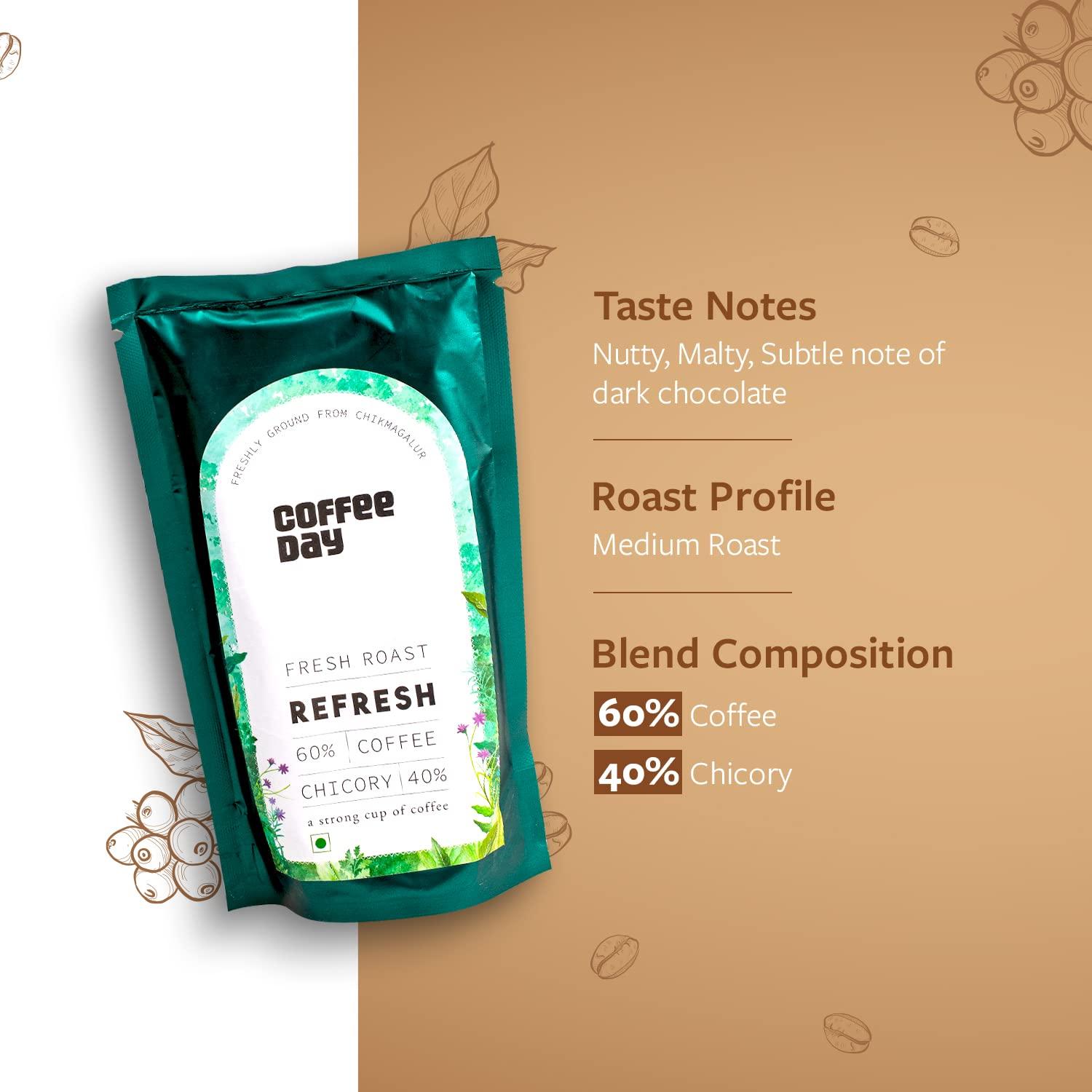 Cafe Coffee Day Cafe Coffee Day - Refresh, Bag 200 Gm Each (Pack Of 4) | Filter Coffee Powder | 60% Coffee & 40% Chicory, Medium To Dark Roast