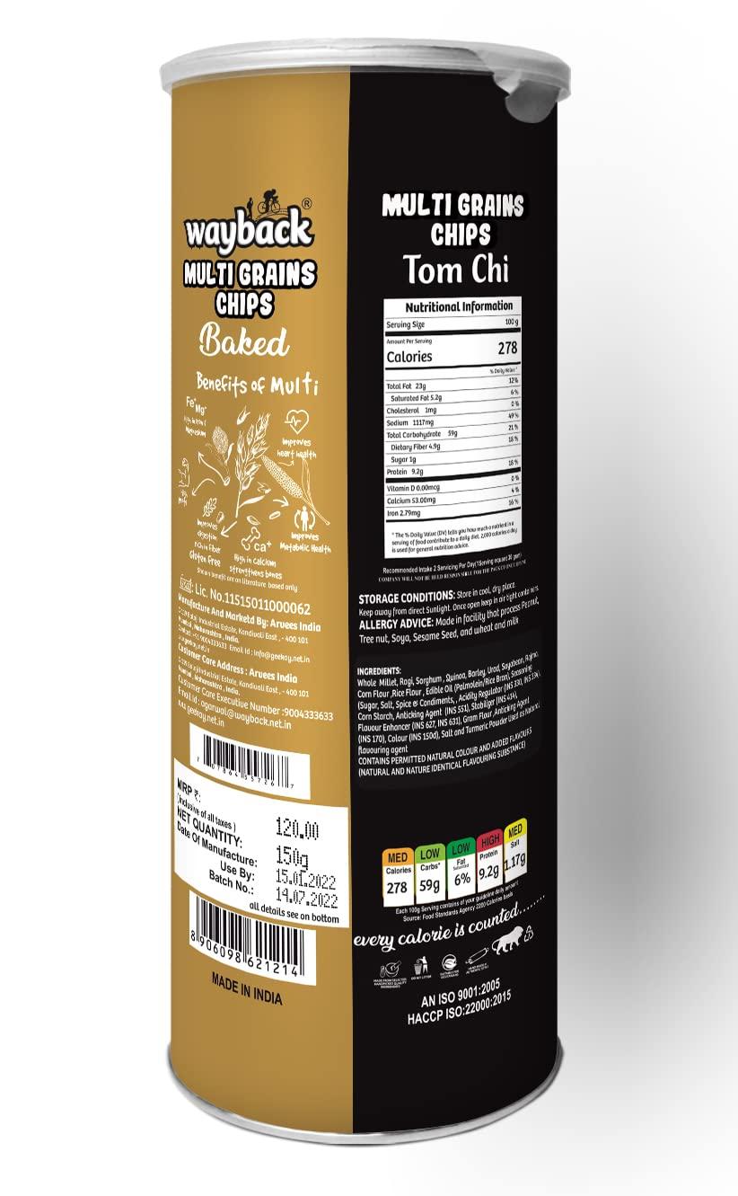 wayback WayBack Crunchy Multi Grain Tom Chi Chips | Snack Item | 150g x 1 CAN