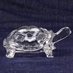 IndianStore4All IS4A Fengshui Vastu Original Clear Crystal Turtle for Peace & Prosperity (3 Inch Small)
