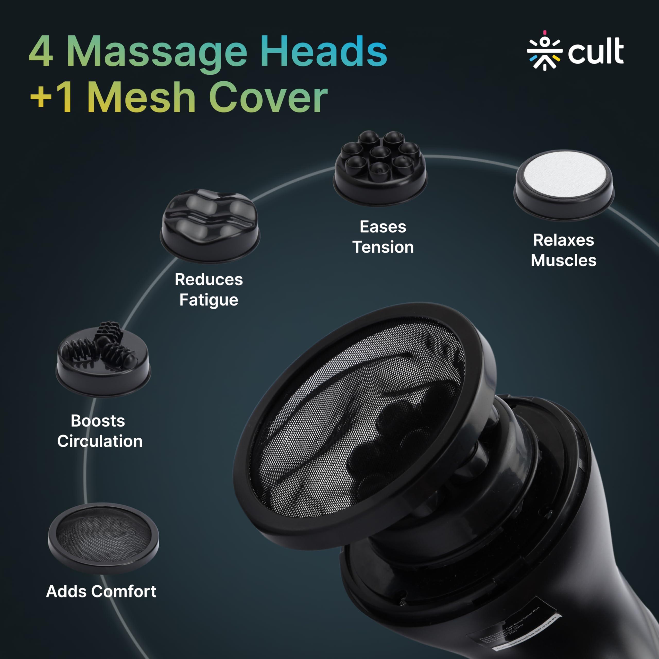 CULT CULT Deepsense Plus, Cordless Electric Hammer Full Body Massager, 4 Interchangeable Heads, Protective Mesh Cover, Adjustable Speed Settings, Deep Tissue Massage, Relieve Back, Leg, Arm & Foot Pain