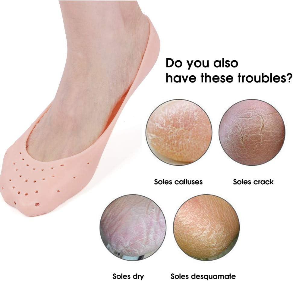 Nexomi Nexomi Anti-Crack Full Length Silicone Gel Foot Protector Moisturizing Socks For Foot Care And Heel Cracks (Skin Color) (Small/Medium)