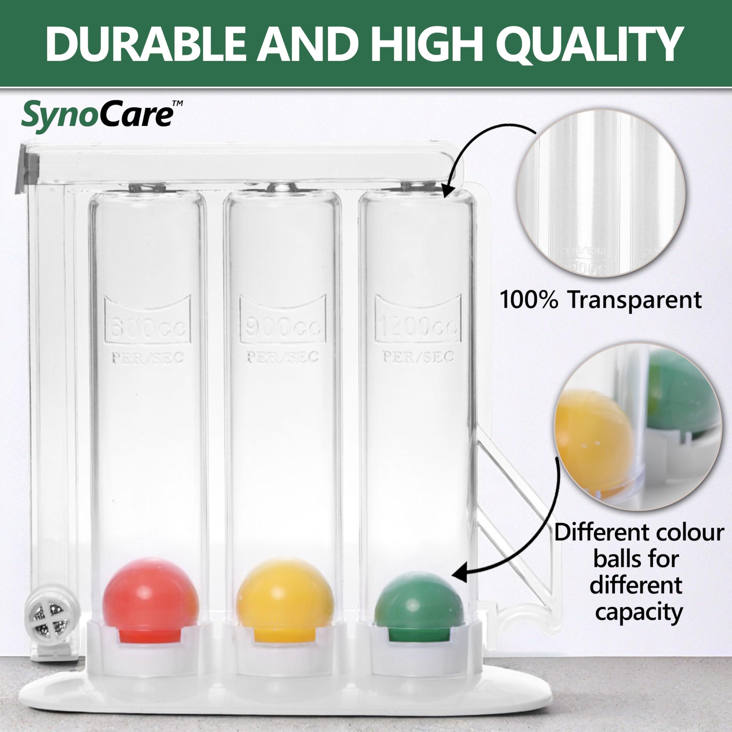 Synergy Intact Synocare Masks For CPAP BIPAP NIV 3 Ball Spirometer | Lung Exerciser | Respiratory Exerciser | Breathing Exercise | Respirometer | Breath Measurement System | Deep Breathing Lung Exerciser | Washable, Hygienic & Detachable- Pack Of 1