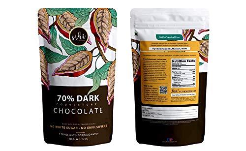 Sihi Chocolaterie Sihi Chocolaterie - 70% Dark Chocolate Couverture, Organic & Non Alkalized|No White Sugar|Smooth & Creamy|Best For Baking Or Eating|High In Antioxidants|Vegan, Plant Based - 150G (Pack Of 1)