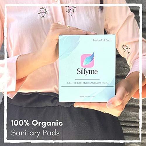 Silfyme Silfyme® Organic Biodegradable Sanitary Pads Made of 100% Organic cotton & Bamboo Fibre - Rash-Free | Plastic Free | Paraben Free | Toxin Free | Chlorine Free - Pack of 12 (All Medium Flow)