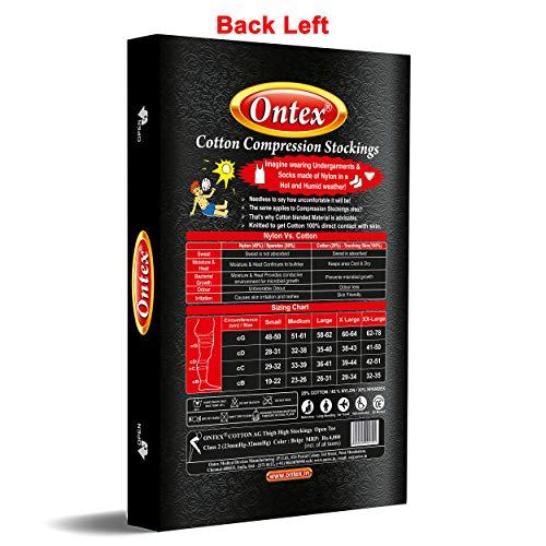 Ontex ONTEX Cotton Compression Stockings for Varicose Veins Class 2 | Compression Socks for Women & Men | Varicose Vein Stockings | vericose socks for women | Thigh Length - X-LARGE