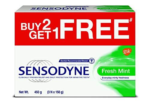 Sensodyne Sensodyne Sensitive Toothpaste Combi Pack - 150 G (Fresh Gel, Buy 2 + 1 Free) & Sensodyne Sensitive Toothpaste Combi Pack - 150 G (Fresh Mint, 2+1) Sensitivity Protection