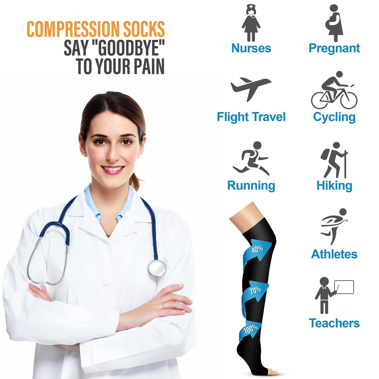 CHARMKING CHARMKING Compression Socks (3 Pairs) - 15-20 mmHg, Athletic Support for Running, Cycling, Travel - Boost Circulation and Performance