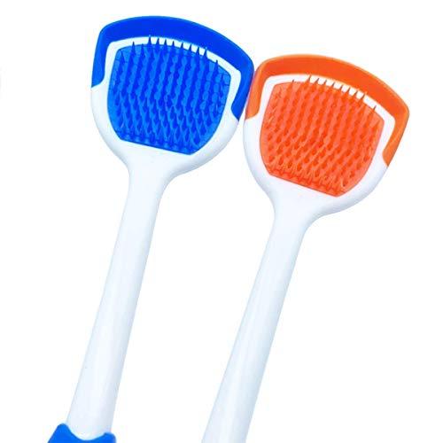 MR LION Tongue Brush, Tongue Scraper, Tongue Cleaner Helps Fight Bad Breath, 2 Tongue Scrapers, 2 Pack (Blue & Orange)