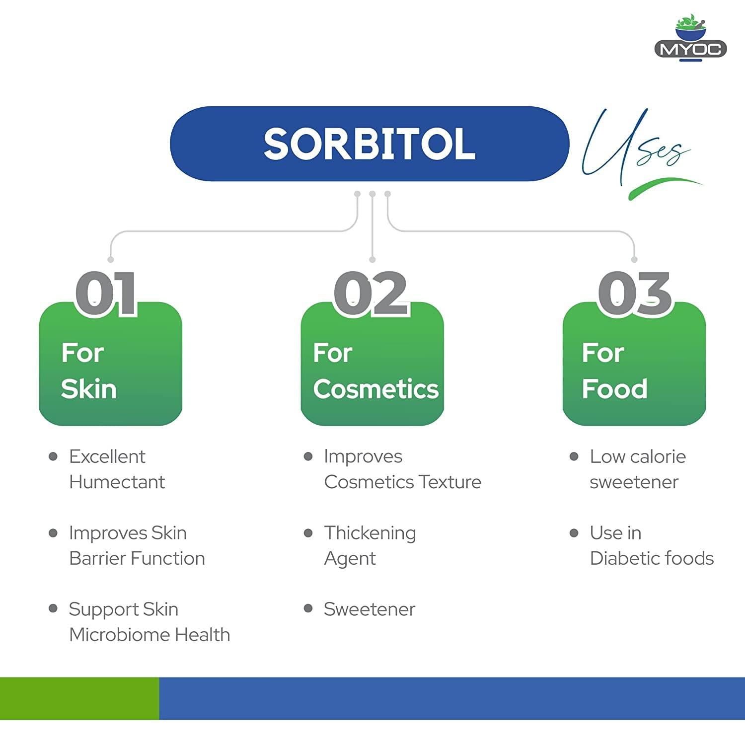 MYOC MYOC Sorbitol liquid cosmetic grade raw material for Soap Making, Thickener, Liquid Sweetener, Sorbitol Liquid for Skincare products - 550 ML