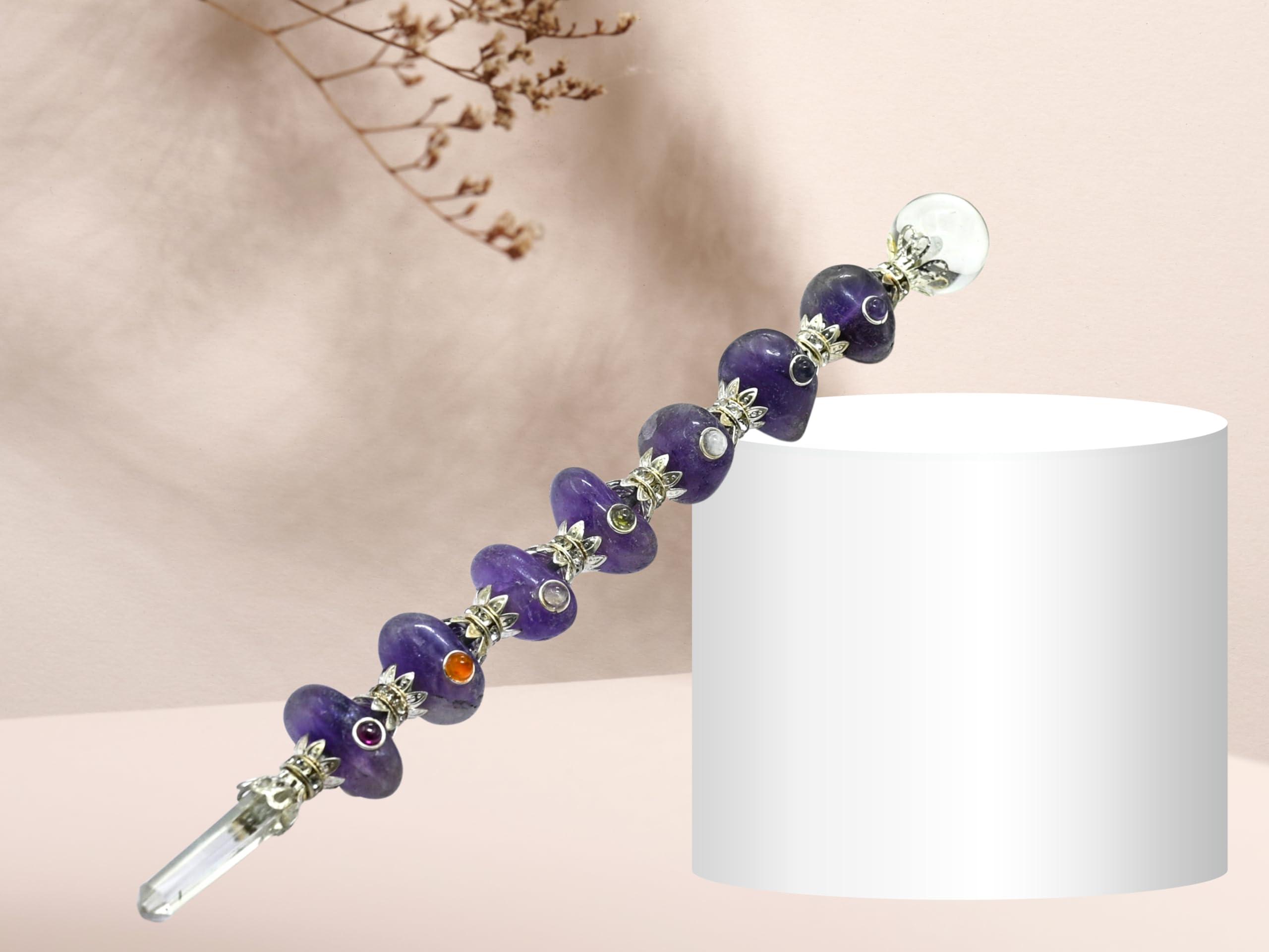 Crystal Heaven Crystal Heaven Certified Chakra Wand Healing Crystal Wands-Amethyst Tumbled Stones Crystal Wand For Meditation,Healing,Yoga,Magic And More-Crystals And Healing Stones Gift