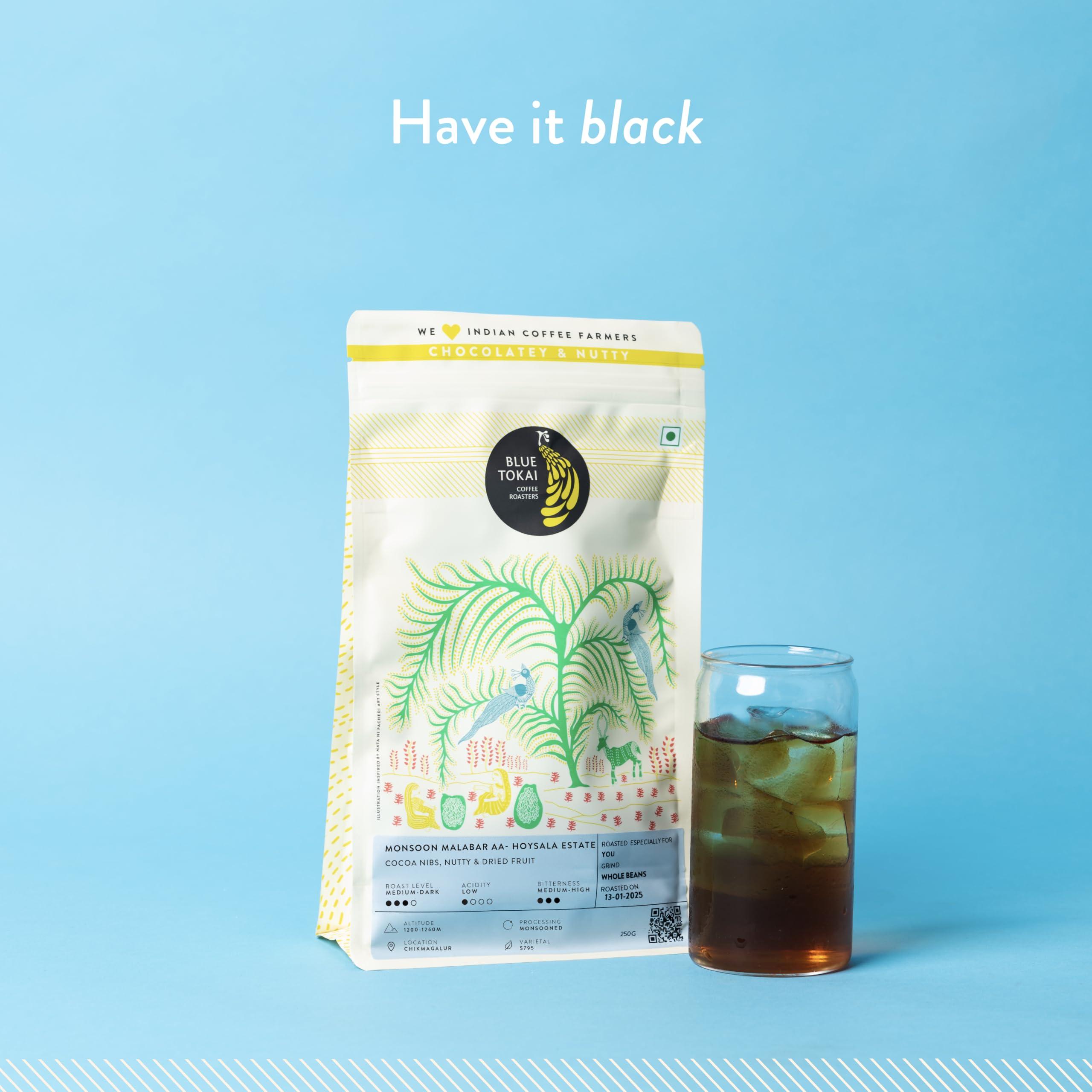Blue Tokai Coffee Roasters Blue Tokai Coffee Roasters Monsoon Malabar AA - Medium Dark Roast (French Press Grind) 250g | Made With 100% Specialty Grade Arabica Freshly Roasted Ground Coffee, Bag