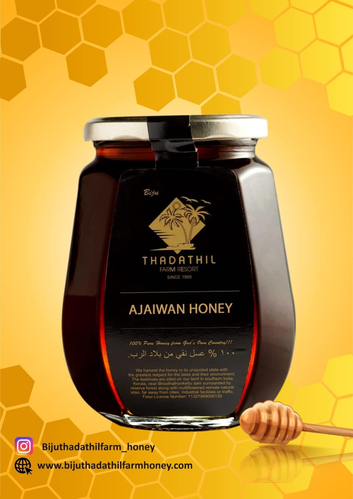 THADATHIL FARM RESORT THADATHIL FARM RESORT Ajwain Honey - Pure Natural Organic and Healthy Honey (Pack of 1 Kg)