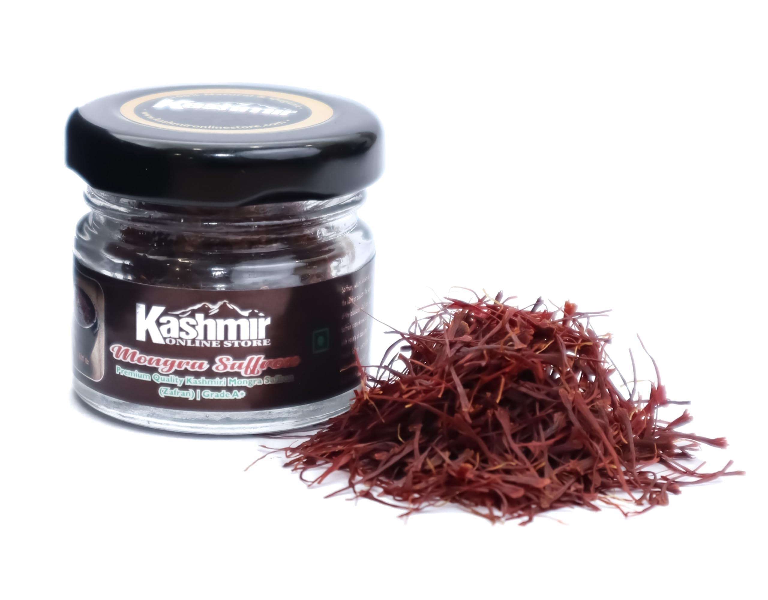 Kashmir ONLINE STORE Kashmir Online Store Pure And Natural Mongra Saffron - Premium Original Quality Kesar Grade A+++ For Pregnancy, Cooking, Face & Skin (1 Gram)