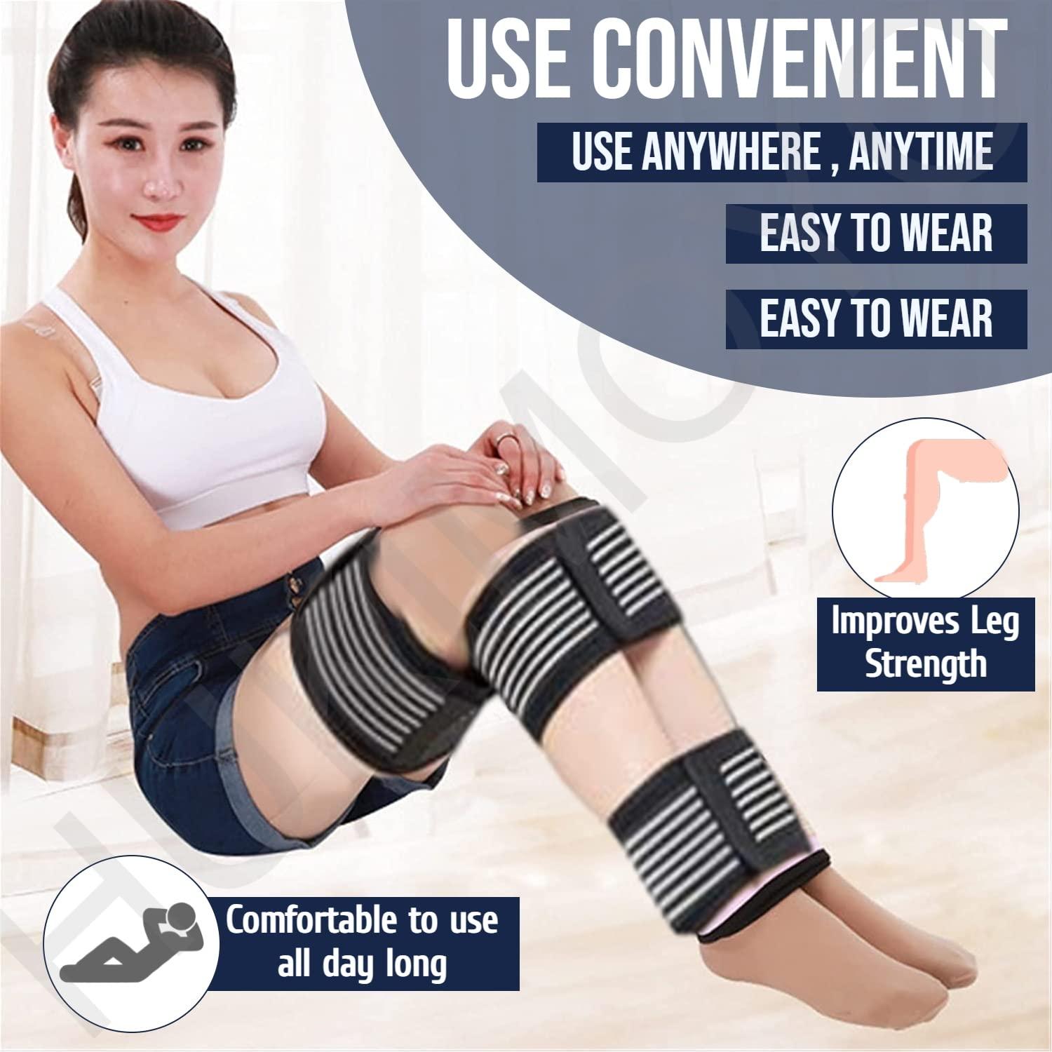 Hukimoyo Hukimoyo Bow Leg Correction Belt for Men Women o/x Type Bow Legs Posture Correction Belt Legs Straightener Bow Legs Support Day and Night Belt Leg Straight Support Bow Leg Belt (Black, Large)