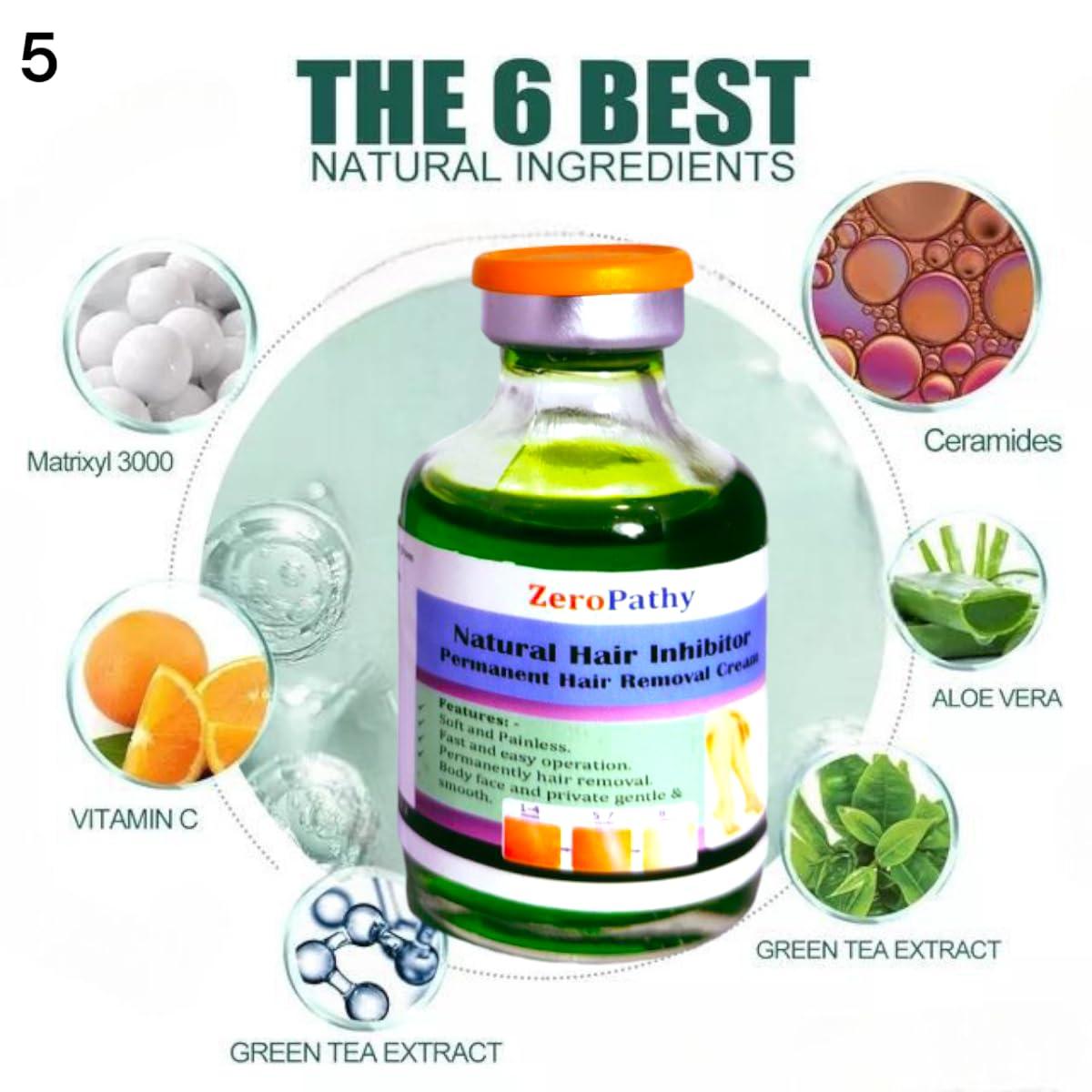 Zero Pathy Painless Permanent Hair Removal gel Painless Hair Growth Removal and Gently Dark Spot Remover Cream 90 DAYS permanently