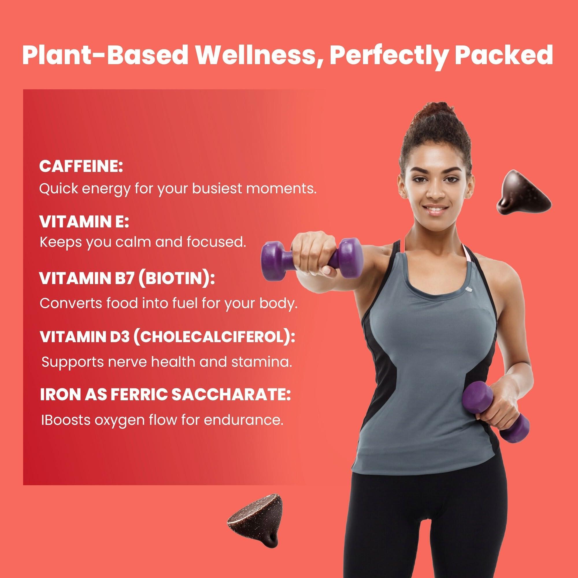 Stronger me. Stronger Me Energy Supplement with Plant Based 50 mg Caffeine, Taurine, L-Theanine, Vitamin B5, B6, B9, B12 for Enhanced Performance and Reduced Fatigue. Ideal for Pre-Workout and Sports Activities | Chocolate Mint Flavor | 30 Oral Strips.