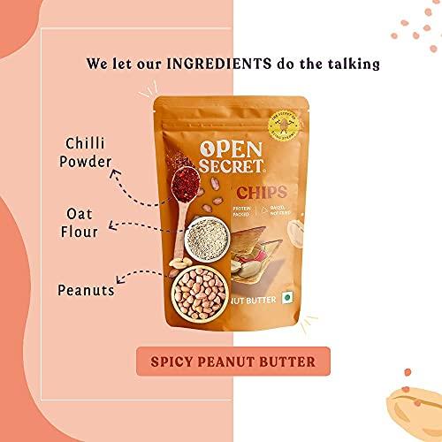 Open Secret Open Secret Spicy Peanut Butter Chips (Pack of 30)| Baked, Not Fried| Spicy Peanut Butter Nutty Dry Fruit Sandwich | Rich in Protein Less Fat | Healthy Diet Snack Pack