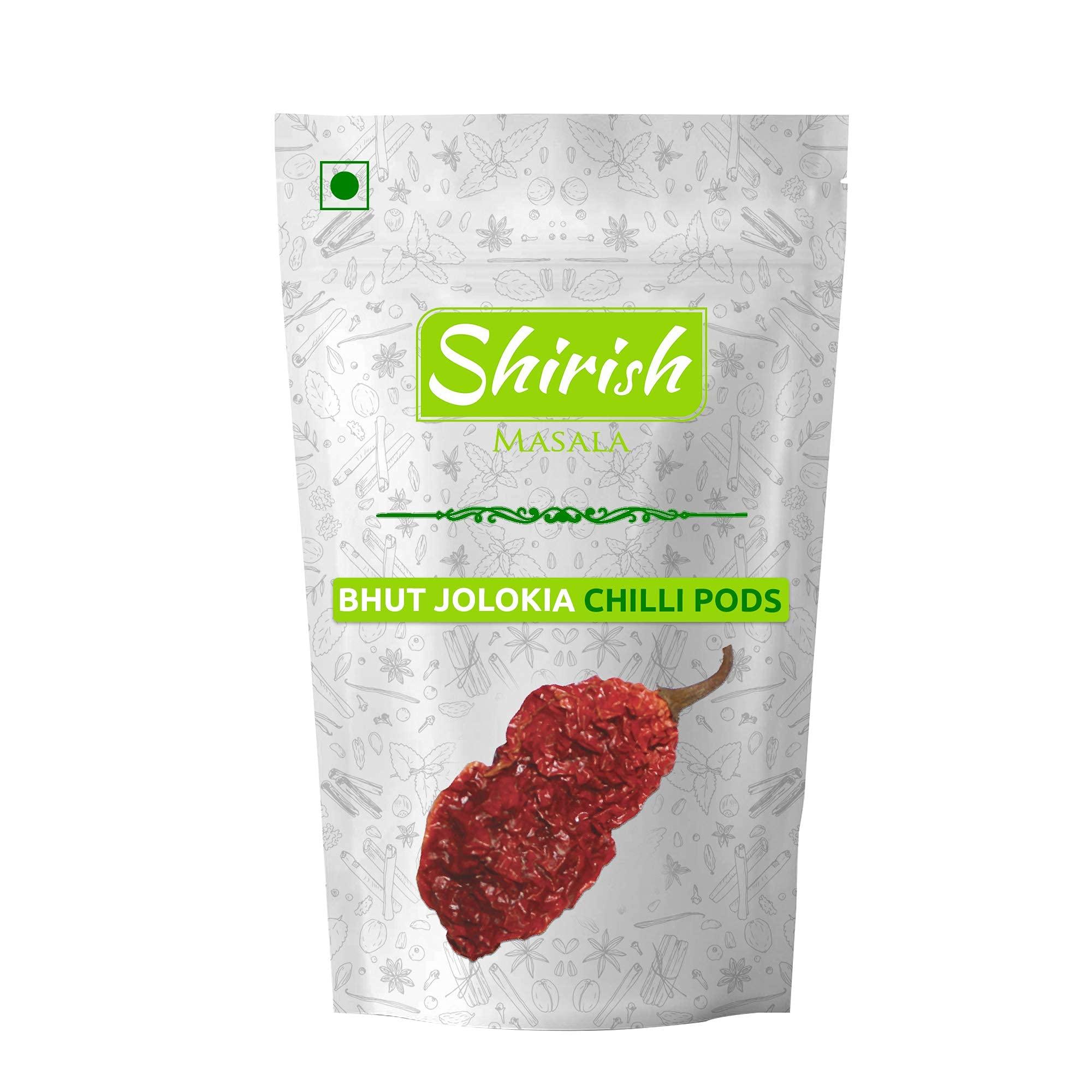 Shirish Masala Shirish Masala Bhut Jolokia | Ghost Pepper | Hottest Naga King Dry Red Chilli (Oven Dried) (Organically Grown) 50 Grams (40-45 Chilli Pods )Fire up any dish with a dash of this chilli